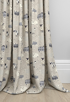 Baa Baa, Charcoal - Made to Measure Curtains